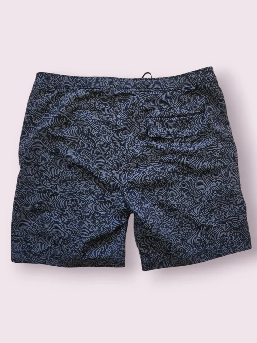 Onia Blue Black Wave Pattern Hybrid Swim Shorts Men's Size 34